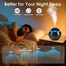 1 个 UDB 黑色扩散器带彩色灯光卧室加湿器 - USB 供电，触摸控制，静音运行，紧凑设计，适合 21-30 平方米的房间，卧室加湿器 | 现代加湿器 | 静音运行加湿器，卧室加湿器 - 彩色 - 查看 8