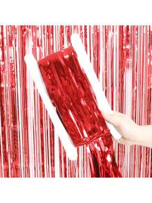 Gói 4 Rèm lá kim loại màu đỏ kim tuyến rèm tua rua phông nền chụp ảnh đạo cụ cho tiệc sinh nhật đám cưới đính hôn tiệc chào đón em bé độc thân giáng sinh lễ kỷ niệm trang trí tiệc, tốt nghiệp, tiết lộ giới tính, tiệc disco - Đỏ - Xem 4