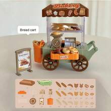 عربة بيع آيس كريم وبسكويت دونات لعب للأطفال مع إضاءة، مشهد مصغر واقعي DIY، مجموعة ألعاب منزلية تعليمية، هدية إبداعية لأطفال من عمر 3-6 سنوات في عيد الميلاد والكريسماس