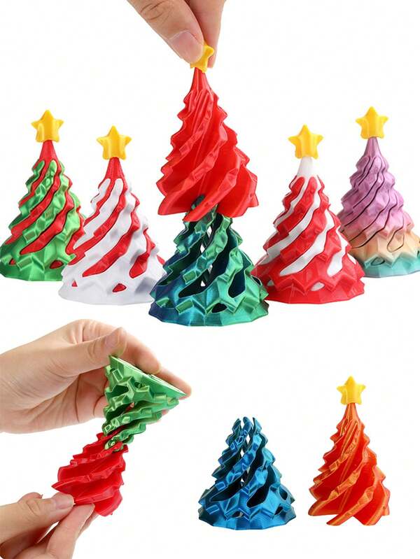 1pc 3D Printed Spiral Christmas Tree Toy - Creative Rotating Decompression Model | Festival Decoration And Decompression Wheel, Suitable For Home And Office Decompression Toys, Christmas Gifts, Decompression Tools, Sensory Toys, Random Color