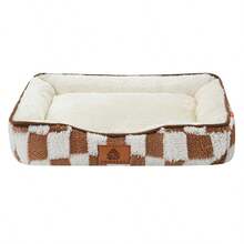 1 قطعة سرير حيوانات أليفة ذو نمط الشطرنج للكلاب والقطط، مصنوع من مادة قطيفة دافئة ومقاومة للرياح، مناسب للكلاب الصغيرة والمتوسطة والكبيرة، قاعدة مانعة للانزلاق ومقاومة للرطوبة، متوفر بألوان متعددة