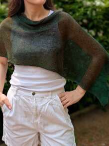 Women Knit Shawl Wrap, Elegant Shiny Sequins Fine Mesh Shoulder Cover-Up For Spring Summer