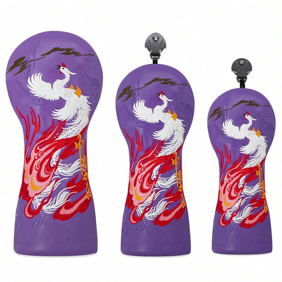 Sarung Putter Kayu Bertema Phoenix yang Cerah - Perlengkapan Pelindung Multi-Lapisan Eksklusif Premium | Ideal Untuk Penggemar Golf & Kolektor Barang Legendaris - Purple - View 1