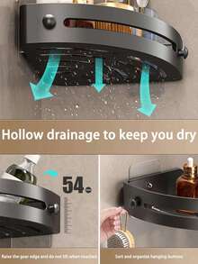 1PC/2PCS Light‑Weight ABS Material No‑Drill Corner Shelf, Self‑Adhesive Or Suction Cup Options Available,Wall Mount Storage Organizer, Waterproof Space‑Saving Rack For Bathroom, Shower, Sink & Kitchen, Easy To Install - Multicolor - View 11