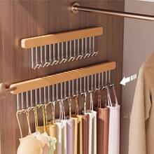 1 pieza Perchero de madera para cinturones - Accesorio de armario de madera resistente | 1 pieza Percha extensible con 8/12 ganchos | 12 pulgadas y 16.2 pulgadas para organizar ropa y cinturones en el armario