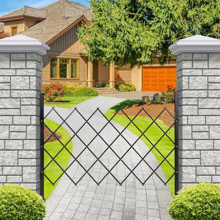 Puerta plegable, puerta de acordeón de acero, puerta metálica expandible, puerta de tijera enrollable de 360° para patios, garajes, jardines.