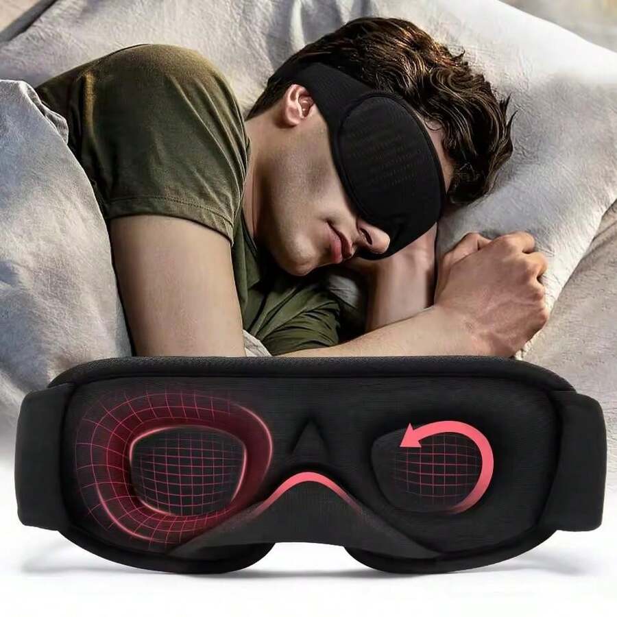 1个3D睡眠眼罩,100%遮光,柔软舒适,助眠眼罩,旅行必备,适合上学、通勤、旅行、居家等多种场合。 - 彩色 - 查看 1