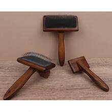 1pc Wooden Pet Grooming Brush, Dual Use For Dogs & Cats, Long Hair Detangling Massage Brush, Anti-Static, Fur Removal, Pet Grooming Tool