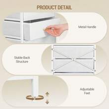 Hzuaneri Mesita de Noche, Mesita Auxiliar con 6 Cajones de Tela y Compartimento Abierto, Mesa Lateral de Sofá de Moderna, para Dormitorio y Sala de Estar, 30 x 40 x 96 cm, Blanco