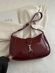 1个Novachic复古简约新月形可调节肩带手提包，适合约会、外出、派对等场合。 - 紅色 - 查看 7