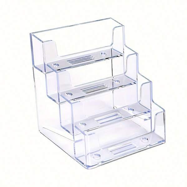 1pc Clear Acrylic Vertical Business Card Holder, Each Layer Can Hold Approx. 50 Standard Business Cards, Suitable For Counter Or Office Desk