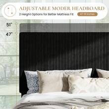 SHA CERLIN Full/Queen/King Bed Frame, Velvet Platform Bed Frame With Vertical Channel Tufted Headboard, Upholstered Corduroy, Strong Wooden Slats, Mattress Support, No Box Spring Needed, Easy Assembly, Black - màu đen - Xem 3
