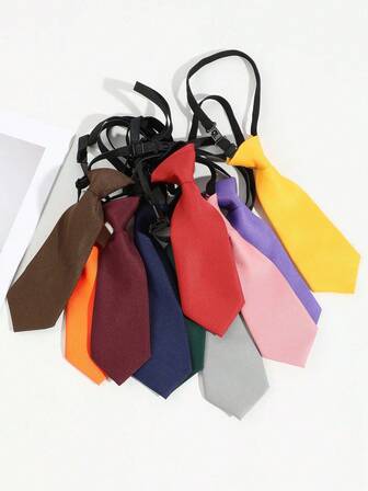 1 st. enfärgad, färdigknuten elastisk slips för barn, lämplig för 3-16 år, för vardags-, festival- och utomhusbruk