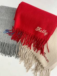 Customization Thick Autumn/Winter Shawl, Embroidered Personalized Custom Text Content, Solid Color Scarf,Elegant And Fashionable Scarf,Monogrammed Scarf, Personalized Scarf, Name Scarf, Winter Scarf, Scarf With Initials, Scarf With Initials, Outdoor Classic Solid Color Windproof Shawl, Custom Scarf,For Anniversaries,For Valentine's Day,For Mother's Day,For Birthdays,For Father's Day,For Graduation,For Weddings,For Housewarming