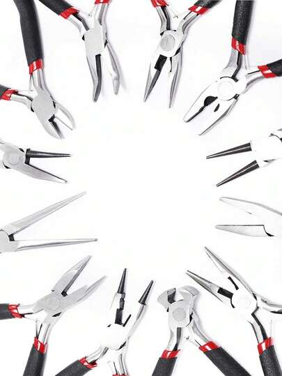 Conjunto de 1 alicate artesanal - bico fino, bico curvo, alicate de bico redondo, ferramentas para fazer joias faça você mesmo