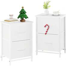 Nightstand Pack Of 2, 2 Wood Drawer Dresser For Bedroom, Small Dresser With 2 Drawers, Bedside Furniture, Night Stand, End Table With Wood Bins For Bedroom, Closet, Entryway, College Dorm