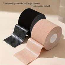 Hypoallergenic Invisible Breast Lift Tape - Strong Adhesive Body Tape For Weddings And Formal Events, Seamless Fastening, 3 Colors (Black/Beige/White), Non-Washable, Women's Fashion, Wireless Support, Must-Have For Formal Events | Smooth Textured Design | Durable Fabric Strap