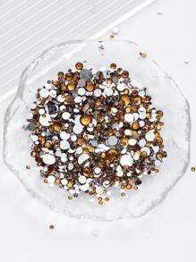 2MM-6MM, 5 Sizes Mix, 2000pcs/Pack, Non-HotFix, Multi Colors, Glue On Round Flatback Crystal Rhinestones Gems Jewelry Beads DIY Diamond Design Accessories Glitter Decal Decorations For Phone Cover,Clothes,Bag,Shoes, Handicraft Products.