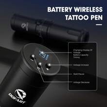 DQFART 无绳旋转纹身枪套装，适合初学者和纹身师，6种行程长度，包含10根纹身针、7种颜色的墨水，以及全套纹身用品。 - 黑色 - 查看 7