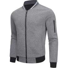 Men's Bomber Jacket Lightweight Casual Stylish Fashion Jacket Varsity Coat With Zipper - 灰色 - 查看 5