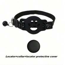 Conjunto de coleira de posicionamento para gatos de estimação com coleira, localizador + capa protetora de silicone, localizador de dispositivo GPS inteligente anti-perda - rastreamento ao vivo, sem instalação, uso somente em dispositivos iOS