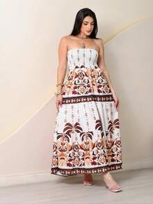 Look Of Millions!!! Long Strapless Dress With Floral Print - Lavado ligero - Ver 1