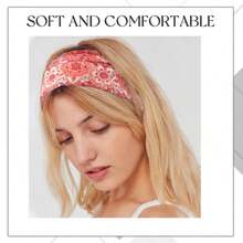 1条女士宽发带，印花波西米亚风弹力头巾，几何图案花朵结头巾，防滑头饰，涤纶材质，四季皆宜，适合运动、瑜伽、跑步、日常佩戴，优雅发饰，女士头巾，蝴蝶结发带