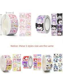 Sanrio 500pcs/Roll Sticker Pack: Hello Kitty, Melody & Friends, Matte Glitter, Self-Adhesive For Creative DIY, Gifts & Party Favors Decorative Handbook Stickers Tape Expression Cute Cartoon Birthday Gift Christmas Decorations Halloween Spring Festival Thanksgiving Gift Party Favor