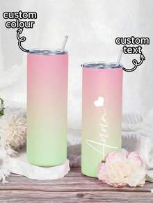 Personalized Name Tumblers With Straw And Lid,Customizable  20oz Stainless Steel Insulated Tumbler  Colorfu  And Text,Personalized Bridesmaid Gifts,Valentine's Day, Unique Birthdays And Holidays Gifts. - Phong cách 6 - Xem 5