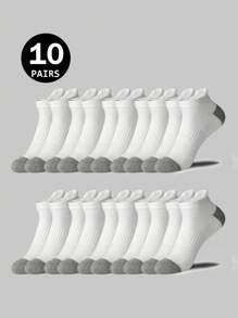 5/10/20 Pairs Men's Black & White Outdoor Sports Mid-Calf Socks, Daily Fitness Casual Socks, Running Socks, Sports Socks, Spring/Summer/Autumn/Winter, Fall