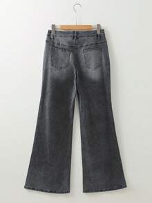 Women's Fashion Casual Distressed Comfortable Denim Long Pants Spring Black - Black - View 4
