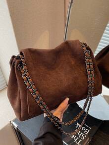 1 pieza Nuevo bolso de hombro/cruzado de mujer de cadena trenzada para otoño/invierno, adecuado para oficina, viajes, compras, vacaciones, uso diario y combinación de atuendos