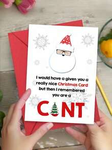 1 张有趣的圣诞贺卡，带信封、模仿圣诞老人眼镜和雪花设计，“最伟大的礼物”空白内页贺卡，适合节日礼物 - 彩色 - 查看 2