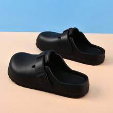 女士拖鞋，新款夏季时尚百搭舒适软底拖鞋，厚底防滑休闲沙滩凉鞋，简约清新拖鞋，防滑浴室拖鞋 - 黑色 - 查看 2