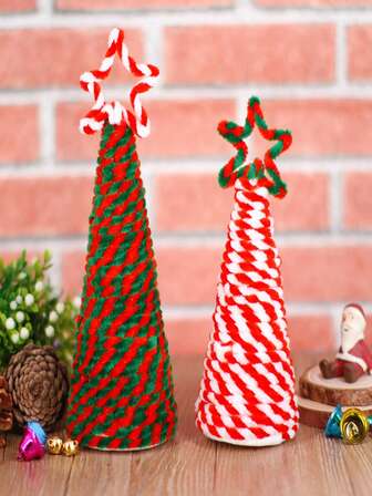 100pcs Christmas Twist Sticks, Red And White Stripes And Green And White Stripes Combination, Suitable For Christmas Tree Decoration, DIY Craft Making, Creative Gifts, Making Flowers, Animals, Etc.