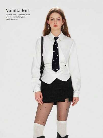 1pc Creative Tie, Fashion Tie With Pearl Decor, Versatile Accessory Suitable For Daily Wear, Events And Parties