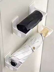 4pcs Wall-Mounted Plastic Storage Rack, No Drill Garbage Bag Holder, Can Be Fixed On Refrigerator Or Cabinet Side, Kitchen Cling Film Storage Rack, Garbage Bag Holder, Storage Rack, Kitchen Supplies - Multicolor - View 6