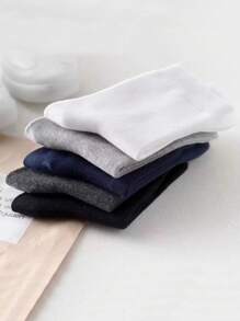 5 pares de meias masculinas sólidas, macias e versáteis, confortáveis para a pele