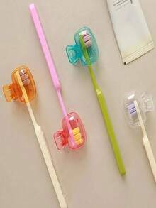 2/4/8pcs Portable Toothbrush Head Covers, Plastic Material, Size 4.5cm/1.8in | Ideal For Travel Essential Toothbrush Covers | Portable Plastic Toothbrush Case With Easy Open And Close Storage Box - Transparent Blue Protective Cover, Bathroom Accessory Essential For Home And Travel, Alcohol-Free - Multicolor - View 10