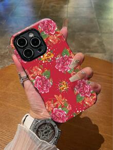 WeiMi 1 buah Casing Ponsel Pelindung Penuh Berkilau Bahan TPU+PC Hybrid dengan Motif Bunga Modis, Tahan Guncangan, Anti Selip, Lembut & Tahan Lama, Kompatibel dengan Smartphone Apple - MultiWarna - View 2