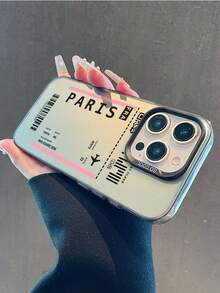 1pc Fashion Airplane Ticket Pattern Matte Soft Anti-Slip Anti-Drop IMD Phone Case Compatible With Apple & Phones - Multicolor - View 5