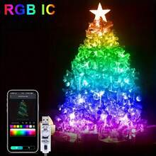 66 pies/20,1 m 200 luces LED de hadas RGB con WiFi, luces de Navidad controladas por aplicación, atenuables, arcoíris, sincronización con música, decoración navideña, IP44 resistente al agua, (5M/10M/15M/20M), (Constante, Intermitente, Desvanecimiento, Centelleo)