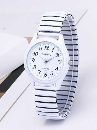 XAPWV Vintage Quartz Watch With Large Dial, Arabic Numerals, Pointer Indicators For Middle-Aged & Elderly Men & Women, Elastic Band