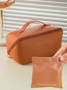 1 pieza Bolsa de maquillaje portátil de gran capacidad, bolsa de maquillaje con forma de almohada grande de PU de moda, adecuada para mujeres, diseño con cremallera, bolsa de maquillaje reutilizable, bolsa de cosméticos, bolsa de cuidado de la piel, bolsa de aseo, caja de regalo, artículos esenciales de viaje, artículos esenciales de crucero, útiles escolares, bolsa de cosméticos, artículos esenciales de vacaciones, bolsa de maquillaje y organizador de maquillaje, regalo para mujeres, regalo de Navidad, regalo de regreso a la escuela