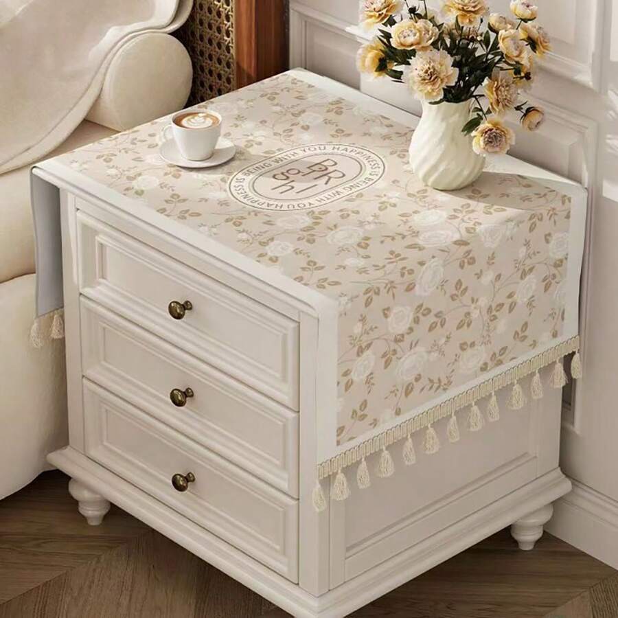 American Luxury Bedroom Bedside Cabinet Tablecloth, Washing Machine Cover, Refrigerator Top Dust Cover, Microwave Oven Cover - Beige - View 1