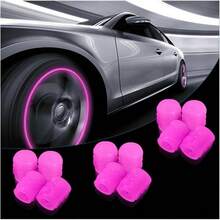 Fluorescent Car Tire Stem Caps, 12PCS Auto Luminous Illuminated Wheel Cover, Corrosion Resistant Glow In Dark, Car Decor Accessories Motorcycles, SUV, Trucks, Car (Red) - Hồng - Xem 9