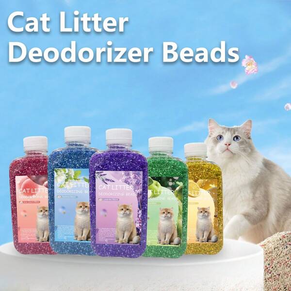 3X Capacity 350ml/11.8oz Cat Litter Deodorizer Pearls - Multi-Color Litter Box Odor Eliminator, Long-Lasting Freshness, 3X Regular Deodorizer, Creates A Clean And Pleasant Pet Environment