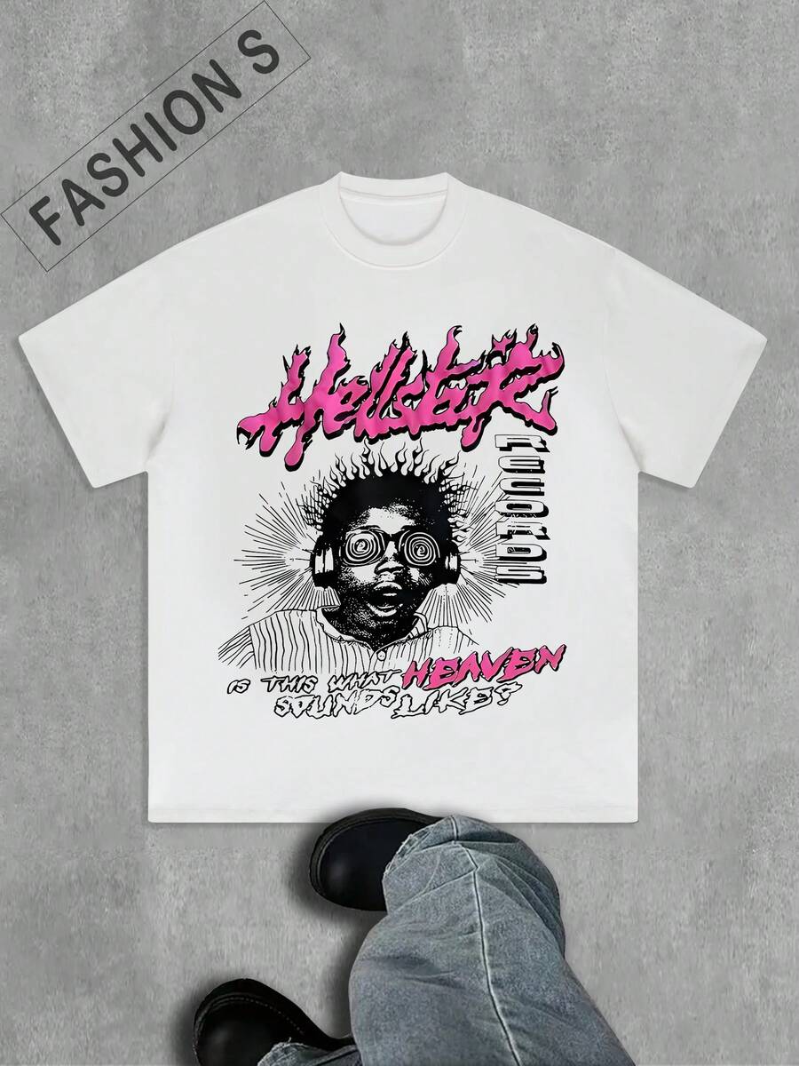 Personality Double-Sided Print Y2K Retro Dark Fashion Street Retro T-Shirt, Personality Art Print, Men 220g T-Shirt, Street Sports, Suitable For Summer T-Shirt, Good Quality, Cotton T-Shirt 1.,  As A Gift, Leisure Commute, School Season Graduation Season - White - View 1