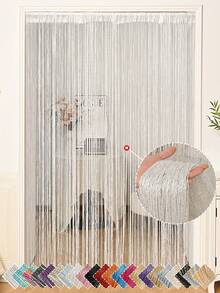 1 rèm cửa sợi bạc sáng bóng, rèm cửa sợi bạc sáng bóng hình quả bóng mềm mại, đồ trang trí treo tua rua sáng bóng, thích hợp trang trí nhà cửa, áp dụng thiết kế vách ngăn tuyến tính, phông nền đám cưới thanh lịch, vải phủ mềm mại, trang trí phòng và nhà cửa, dễ lắp đặt | Trang trí mùa thu, trang trí phòng - Rèm cửa tuyến tính phẳng nhiều màu bạc - Xem 2