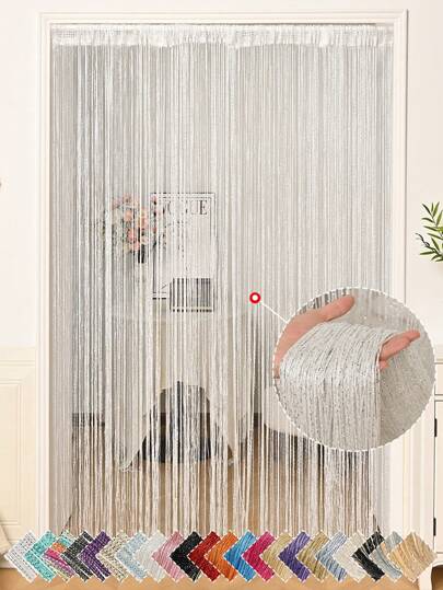 1 件闪亮银线窗帘，蓬松球闪亮银线门帘，闪亮流苏悬挂装饰，适用于家居装饰，采用线性隔断设计，优雅的婚礼背景，柔软的悬垂性，房间和家居装饰，易于安装 | 秋季装饰，房间装饰